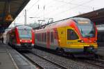   Dieseltriebwagen 648 703 / 648 203 ein Alstom Coradia LINT 41 der DB Regio NRW als RB 95  Sieg-Dill-Bahn  (Au/sieg - Siegen - Dillenburg) ist am 13.12.2014 in den Hauptbahnhof Siegen eingefahren.