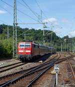 111 010 kommt mit dem RE 9 (Rhein-Sieg-Express) am 20.08.2011 K�ln und f�hrt gleich in denBf Betzdorf/Sieg.