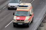 Hier ein VW TDI Krankentransporter der Fa. Berliner Rettungsdienst Team am 01.02.10 Berliner Stadtautobahn Hhe Kaiserdamm.