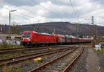Die 187 168 (91 80 6187 168-0 D-DB) der DB Cargo AG f�hrt am 14.04.2022 mit einem Coilzug durch Niederschelden / Niederschelderh�tte in Richtung K�ln.