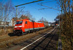 Die 152 190-5 (91 80 6152 190-5 D-DB) der DB Cargo AG, urspr�nglich vorgesehen als 152 032-9, f�hrt am 03.03.2023 mit einem Kesselwagenzug durch Scheuerfeld (Sieg) in Richtung K�ln.