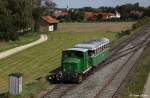 V1 + VB 11 der Laabertalbahn als P3804 Eggm�hl- Langquaid, KBS 12930 Lokalbahn Eggm�hl - Schierling - Langquaid, fotografiert bei Schierling am 19.09.2010 -->   Diese eingleisige Nebenbahn mit einer
