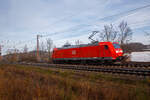 Die 185 052-8 (91 80 6185 052-8 D-DB) der DB Cargo AG f�hrt am 22.02.2023 f�hrt auf Tfzf (Triebfahrzeugfahrt) durch Rudersdorf (Kr.