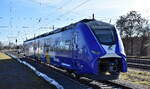 Niederbarnimer Eisenbahn AG, Berlin mit ihrem Mireo Plus B  563 034-8 (NVR:  94 80 0563 034-8 D-NEBB.... ) als RB36 nach Königs Wusterhausen am 24.02.25 Ausfahrt Bahnhof Frankfurt (Oder).