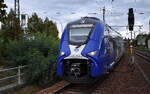 NEB Betriebsgesellschaft mbH, Berlin mit dem von Alpha Trains Europa GmbH geleasten von  MIREO PLUS B  563 150-2  (NVR:  94 80 0563 150-2 D-NEBB....... ) als RB 35  am 10.09.26 Einfahrt Bahnhof F�rstenwalde (Spree).
