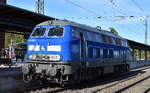 Eisenbahnbau- und Betriebsgesellschaft Pressnitztalbahn mbH, Jöhstadt (PRESS) mit ihrer  218 056-1  (NVR:  92 80 1218 454-7 D-PRESS ) am 28.04.26 Durchfahrt Bahnhof Stendal Hbf.
