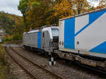 Die recht neue und ecco-rail GmbH (Wien) vermietete SIEMENS Vectron MS 6193 193 (91 80 6193 193-0 D-Rpool) der Railpool GmbH (München) fährt am 16 Oktober 2025 mit einem KLV-Zug durch