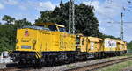 gleisbaumaschinenzuege-u-transporte/921092/db-infrago-ag-frankfurt-main-mit DB InfraGO AG, Frankfurt (Main) mit ihrer '203 303-3' [NVR-Nummer: 92 80 1203 303-3 D-DBMP] und der modularen Schienenschleifmaschine 'Rail Styler', der RAIL GRINDER RGH20C ('99 80 9127 004-6 D-DBMP') am Haken am 10.07.26 H�he Bahnhof Magdeburg-Neustadt.