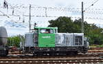  BASF Schwarzheide GmbH, Schwarzheide [D] mit der angemieteten Nexrail AssetCo Sàrl vossloh G 6 Lok [NVR-Nummer: 98 80 0650 149-4 D-NXRL] fuhr einige Kesselwagen zur Übergabe als