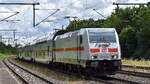 db-fernverkehr-ag-d-2/887554/db-fernverkehr-ag-d-mit-ihrer DB Fernverkehr AG [D] mit ihrer '146 575-6' [NVR-Nummer: 91 80 6146 575-6 D-DB] IC 2038 Richtung Emden Hbf. am 07.07.25 Höhe Bahnhof Niederndodeleben.