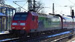 db-regio-allg/874796/db-regio-ag---region-suedost DB Regio AG - Region Südost, Fahrzeugnutzer: Elbe-Saale-Bahn, Magdeburg mit ihrer '146 029' (NVR; '91 80 6146 029-4 D-DB') als Schublok des RE20 nach S.-Bad Salzelmen am 19.02.25 Ausfahrt Bahnhof Magdeburg-Neustadt.