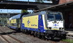 metronom Eisenbahngesellschaft mbH, Uelzen [D] mit ihrer  146-04  [NVR-Nummer: 91 80 6146 504-6 D-AMS] und einem Regionalzug Nr.? am 14.08.26 bei der Einfahrt Bahnhof Hamburg-Harburg.