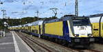metronom Eisenbahngesellschaft mbH, Uelzen [D] mit ihrer  146 511  [NVR-Nummer: 91 80 6146 511-1 D-AMS] und Doppelstocksteuerwagengarnitur auf Dienstfahrt zur Bereitschaft H�he Bahnhof Uelzen am 15.09.26