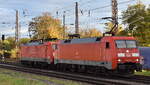 DB Cargo AG, Mainz [D] mit der Doppeltraktion  152 111-1  [NVR-Nummer: 91 80 6152 111-1 D-DB] +  189 068-0  [NVR-Nummer: 91 80 6189 068-0 D-DB] aus Ziltendorf EKO zur�ck zur Abstellgruppe H�he Bahnhof Frankfurt/Oder.