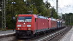 DB Cargo AG, Mainz [D] mit der Doppeltraktion   185 203-7  [NVR-Nummer: 91 80 6185 203-7 D-DB] +  185 045-2  [NVR-Nummer: 91 80 6185 045-2 D-DB] und einem innofreight Sch�ttgutwagen- Erzzug aus Hamburg am 18.09.26 Durchfahrt Bahnhof Uelzen.