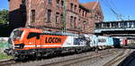 LOCON LOGISTIK & CONSULTING AG, Berlin [D] mit der geleasten northrail Smartron  192 060  [NVR-Numbmr: 91 80 6192 060-2 D-NRAIL] verl�sst mit einem Containerzug den Hamburger Hafen am 14.08.26 H�he Bahnhof Hamburg-Harburg.