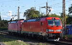 DB Cargo AG, Mainz [D] mit der Doppeltraktion  193 316  [NVR-Nummer: 91 80 6193 316-7 D-DB] +   193 039  [NVR-Nummer: 91 80 6193 039-5 D-DB] kam aus der Abstellgruppe am Bahnhof Frankfurt (Oder) um den Leerzug f�r Erz in Ziltendorf Eko nach Hamburg abzuholen, 30.08.26