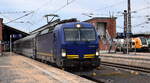 private-evu/875099/db-fernverkehr-ag-d-mit-der DB Fernverkehr AG [D] mit der geleasten BRCE Dispo Vectron 'X4 E - 800' [NVR-Nummer: 91 80 7193 800-8 D-DISPO u. dem] EC 247 (BERLIN-WARSZAWA-EXPRESS) Richtung Warschau am 24.02.25 Abfahrt Frankfurt (Oder).