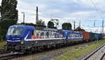RTB Cargo - Rurtalbahn Cargo GmbH, D�ren [D] mit den beiden geleasten RATH FLEET B.V., Rotterdam [NL], ELL Vectron  193 565  [NVR-Nummer: 91 80 6193 565-9 D-ELOC] +  193 793  [NVR-Nummer: 91 80 6193 793-7 D-ELOC] und Containerzug am Haken pausierte l�ngere Zeit H�he Bahnhof Frankfurt (Oder) am 30.08.26 bis  193 793  alleine die Fahrt fortsetzte.