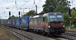 BUDAMAR LOGISTICS, a.s., Bratislava [SK] mit der geleasten Rolling Stock Lease s.r.o. Vectron '193 581-6' [NVR-Nummer: 91 80 6193 581-6 D-RAILL] und einem KLV-Zug am 15.10.26 H�he Bahnhof Saarmund.