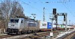 METRANS Rail s.r.o., Praha [CZ] mit ihrer  386 034-3  [NVR-Nummer: 91 54 7386 034-3 CZ-MT] und einem Containerzug am 18.02.25 Höhe Bahnhof Magdeburg-Neustadt.