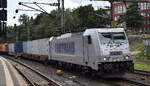 METRANS Rail s.r.o., Praha [CZ] mit ihrer  386 001-2  [NVR-Nummer: 91 54 7386 001-2 CZ-MT] und einem Containerzug Richtung Hamburger Hafen am 08.09.26 H�he Bahnhof Hamburg Harburg.
