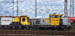 Schweerbau GmbH & Co. KG, Stadthagen [D] mit ihrer vossloh G 6 Diesellok, Name: 'Melli'
[NVR-Nummer: 98 80 0650 086-8 D-SBAU] und firmeneigener Schienenschleifmaschine Höhe Rbf Rothensee (Magdeburg) am 08.05.25