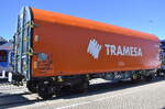 Tramesa ist prim�r ein spanisches Logistik- und Eisenbahnunternehmen, hier ein Drehgestell-Flachwagen mit verschiebbarem Planenverdeck und Lademulden f�r Coiltransporte vom Hersteller Greenbrier Romania S.A. mit der Nr. 32 TEN GE 71 E-TRAME 4668 309-6 Shimmns pr�sentiert auf der InnoTrans 2026 Berlin, 23.09.26