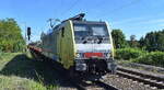 Rail Force One B.V., Rotterdam [NL] mit der geleasten BRECE Dispo Lok   ES 64 F4-205 / 189-205 [NVR-Nummer: 91 80 6189 205-8 D-DISPO] und einem fast leeren Containerzug Richtung Frankfurt/Oder am
