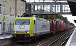  ITL - Eisenbahngesellschaft mbH, Dresden [D]  185 541-0 , Name:  Peggy  [NVR-Nummer: 91 80 6185 541-0 D-ITL] und einem Containerzug Richtung Frankfurt )Oder) am 10.09.26 Durchfahrt Bahnhof F�rstenwalde (Spree).
