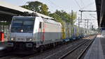 AKIEM SAS, Saint-Ouen [F] Lok  185 579-0  [NVR-Nummer: 91 80 6185 579-0 D-AKIEM], aktueller Leasingnehmer unbekannt mit einem Ganzzug innofreigt MANUAL SMART GIGAWOOD Wagen (leer) am 09.08.25