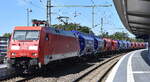 DB Cargo AG, Mainz [D] mit ihrer   152 117-8  [NVR-Nummer: 91 80 6152 117-8 D-DB] und einem Kalizug am 13.08.26 Durchfahrt Bahnhof Wittenberge.