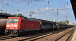 DB Cargo AG, Mainz [D] mit ihrer  185 286-2  [NVR-Nummer: 91 80 6185 286-2 D-DB] und einem Ganzzug Schiebewandwagen am 27.08.25 Höhe Bahnhof Schönefeld b.
