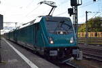 OnTrain Sp. z o.o., Wrocław [PL] mit den fabrikneuen TRAXX F160 MS3 Loks, Zuglok ist   388 093  [NVR-Nummer: 91 51 5388 093-4 PL-ONT] mit  388 090  [NVR-Nummer: 91 51 5388 090-0 PL-ONT] und hinten dran  388 091  [NVR-Nummer: 91 51 5388 091-8 PL-ONT] bei der Selbst�berf�hrung Richtung Polen �ber Frankfurt (Oder) am 10.09.26 Nebenbahnsteig F�rstenwalde (Spree).