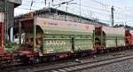 Fahrzeugtyp: 90-Fu�-Gelenk-Doppeltragwagen, das System von Innofreight f�r die DB Cargo  mit den MonTainern von innofreight f�r Koks-, Kohle- u. Erztransporte, hier im Bild der Wagen mit der Nr. 31 TEN 80 D-DB 4658 313-0 Sggmmrrs in einem Ganzzug im Einsatz f�r die Salzgitter AG Richtung Hansaport im Hamburger Hafen am 07.08.26 H�he Bahnhof Hamburg-Harburg. 
