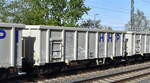HHPI - Heavy Haul Power International GmbH, Erfurt [D] mit inzwischen firmeneigenen Drehgestell-Hochbordwagen als Ganzzug, im Bild der Wagen mit der Nr. 38 TEN 80 D-HHPI Eamnos 150 am 29.04.25 Höhe Bahnhof Saarmund.