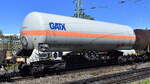 Druckgaskesselwagen vom Einsteller GATX Rail Germany GmbH mit der Nr.37 TEN GE 80 D-GATXD 7810 077-3 Zagns für die Befüllung mit Methylchlorid (Gas als Kältemittel R 40) siehe UN-Nr.