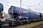 Drehgestell-Getreidesilowagen vom Einsteller ATIR Rail SA vermietet an AITX Rail Europe mit niederl�ndischer Registrierung mit der Nr. 33 TEN GE 84 NL-ATRR 0762 024-8 Tagnpps in einem Ganzzug am 29.10.26 H�he Bahnhof Magdeburg Neustadt.