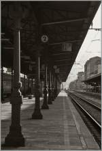 Am fr�hen Nachmittag ist es auf den Bahnsteig von Domodossola noch ruhig.
