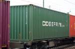 Ein Container des italienischen Transportunternehmens COGEFRIN am 18.02.16 Bhf.