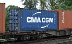 Die CMA CGM ist ein französisches Schifffahrts- und Logistikunternehmen mit Sitz in Marseille, hier ein 20’ Standard Container am 06.10.16 Berlin-Karow.