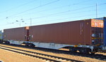 Neuer Gelenk-Containertragwagen vom Einsteller AAE Cargo mit deutscher Registrierung mit der Nr.