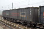 container/583077/containertragwagen-vom-einsteller-ahaus-alstaetter-eisenbahn Containertragwagen vom Einsteller Ahaus Alstätter Eisenbahn Cargo AG mit der Nr. 37 RIV 80 D-AAEC 4553 185-2 Sgns7 mit zwei black-boxX Containern der Fa.neska der Fa.ThyssenKrupp (Gießerei-Koks) am 19.10.17 Berlin-Köpenick.  