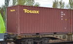 Auch die belgische TOUAX Group vermietet Container, hier ein 20’ Standard Container am 20.04.17 Bf.