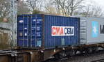 Hier mal ein kleiner 20ér Container der CMA CGM Group am 31.01.18 Berlin-Hirschgarten. 