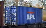 Ein kleiner 20ér Container der weltweit agierenden APL Logistics die zur Kintetsu World Express Group gehört am 05.02.18 Berlin-Hirschgarten.