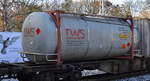 Ein Tankcontainer der TWS Tankcontainer-Leasing GmbH & Co. KG (UN-Nr.: 33/1173 = Ethylacetat) am 05.02.18 Berlin-Hirschgarten.