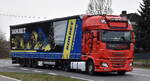 Toller optischer Sattelzug mit DAF XF Zugmaschine von WernsTransporte (Inh. Ralf Werns) mit Trailer der BORBET GmbH (Felgen Hersteller) am 24.03.26 Bahnübergang Rodleben.