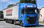 REINERT Logistic GmbH & Co. KG mit einem Trailer der HAGEMANN LOGISTIC mit IVECO S-Way CNG/LNG Antrieb am 10.07.26 Brandenburg (Stadt).