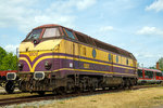   Die ehemalige CFL 1801 (von 2007 bis 2013 CFL Cargo 1801) ausgestellt am 21.05.2016 auf dem Familienfest der Magdeburger Eisenbahnfreunde im Wissenschaftshafen Magdeburg    Die Diesellok vom BN Typ